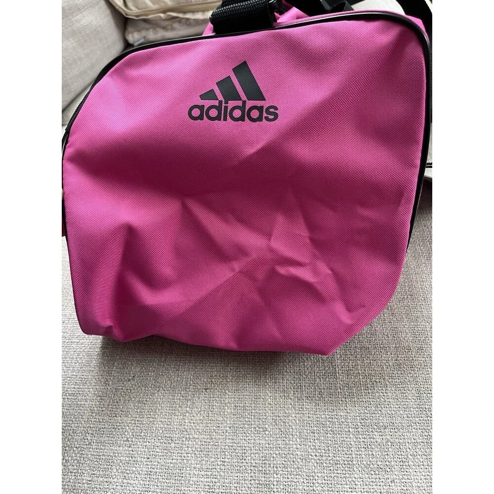 Adidas Hot Pink Duffel Bag Adjustable Black Strap Nylon Yoga Workout Travel NWT